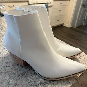 Lulus x Matisse Spirit White & Blonde Pointed Toe Ankle Booties